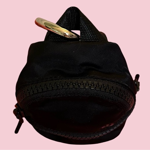 NWOT! LULU-LEMON MINY BACKPACK BLACK WITH GOLD ZIPPER & CARBINU IN GOLD W/ NAME. - Picture 7 of 12